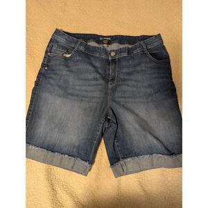 Lane Bryant Womens Jean Shorts 24 Bermuda Plus Size Blue Denim Cuffed Stretch